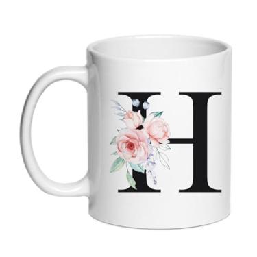 Imagem de SIUNY Canecas de café personalizadas H Gifts - Novidade presente monograma xícara de chá para mulheres, presente de aniversário de Natal para sua esposa, dia da mãe, avó, namorada, amizade, noiva dama