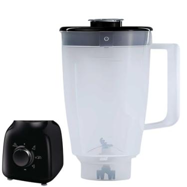 Imagem de Jarra Copo Reposição Para Liquidificador Compatível com Walita Daily RI2101/RI2102/RI2103/RI2106 Translúcido Tampa Preta 1,5L
