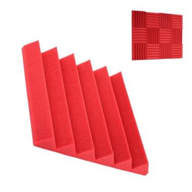 Imagem de Espuma Acústica 30x30x5cm Vermelha para Estúdio Anti-Ruído - WorldView