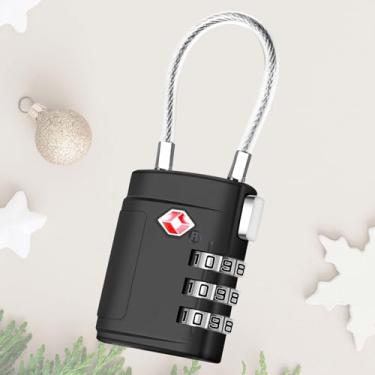 Imagem de Cadeados de bagagem aprovados pela TSA, liga de trava de viagem por cabo, defina sua própria combinação de cadeado de metal com zíper, cadeados longos de 3 dígitos para armário de academia, bolsa de