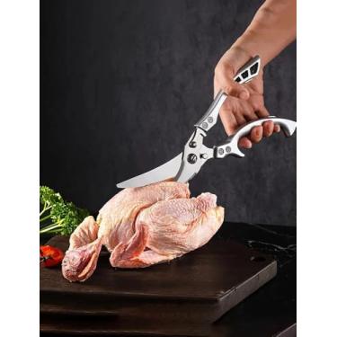 Imagem de Tesoura de comida de aço inoxidável resistente - tesoura de cozinha multifuncional para ossos de frango, pato, peixe e mais - para chefs de restaurante e cozinheiros domésticos - adequada para Eid