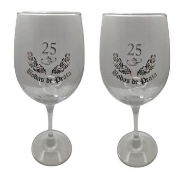 Imagem de Kit 2 Taças Bodas De Prata 25 Anos Casal Personalizada Vinho