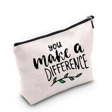 Imagem de Thank Gift You Make A Difference Makeup Bag Social Worker Mentor Employee Teacher Cosmetic Bag Gift, LCS-Difference, Bolsa de maquiagem