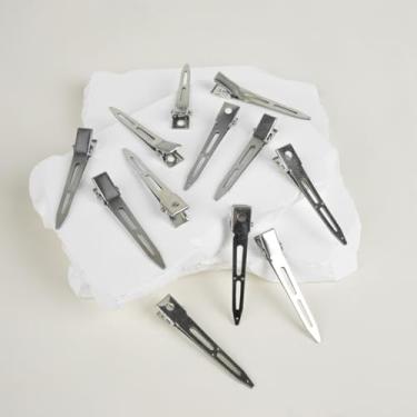 Imagem de 12 peças de ferramentas de cabeleireiro de metal, franja, grampo fofo, grampos de cabelo com bico de pato para pentear e colorir