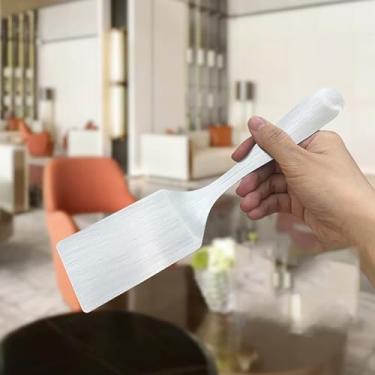 Imagem de Espátulas de metal SUS304 Espátula de aço inoxidável espátula de hambúrguer com fenda espátula de grelha de topo plano para cozinhar 25 cm (aço inoxidável nº 1)