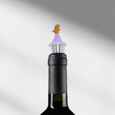 Imagem de Generic 1 peça de rolha de garrafa multicolorida rolha de haste longa anel de silicone laranja liga de alumínio TPE resina roxo preto tom prata 10 x 2,5 x 2,5 cm