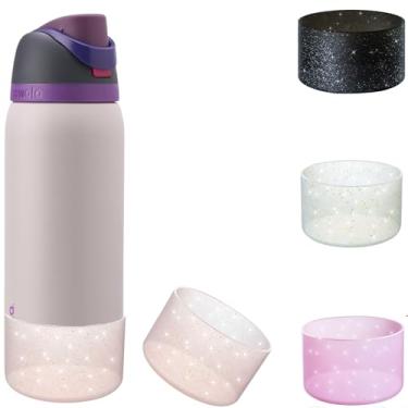 Imagem de Bota de silicone com glitter para garrafa Owala de 946 ml, acessórios de manga antiderrapante para botas de garrafa de água de aço inoxidável FreeSip (ouro de quartzo rosa com glitter, serve para