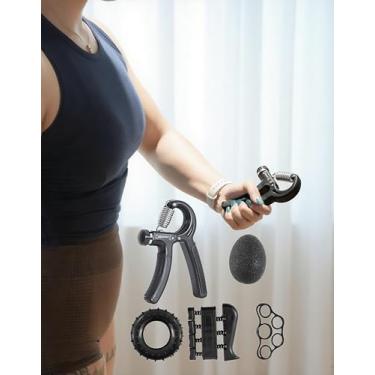 Imagem de Pacote com 5 treinadores de força de aderência, fortalecedor de mão, resistência ajustável de 10 a 60 kg, fortalecedor de antebraço