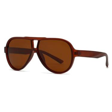 Imagem de VFDHN Óculos de sol retrô Double Bridges femininos, óculos de sol degradê UV400, rebites da moda, masculino (C2 Tea Tea)