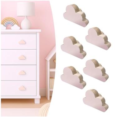 Imagem de 6 Puxadores Nuvem Rosa Infantil Gaveta Cômoda Móveis Porta