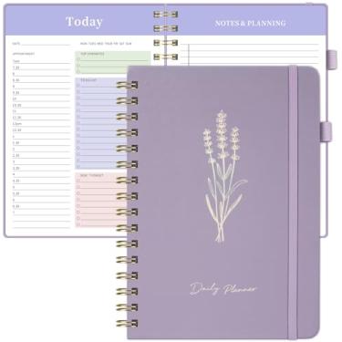 Imagem de Oucaru Agenda diária sem data, caderno espiral A5 com agenda horária, lista de tarefas, prioridades e notas para produtividade - Organize facilmente suas tarefas, compromissos e objetivos para