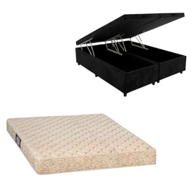Imagem de Cama Box Baú Bipartida Blindada com Colchão de Espuma Toulon D33 (SUEDE PRETO, Queen)