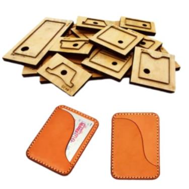 Imagem de YJIUYUANQ Matrizes de corte de couro, base de madeira, cortador de perfuração, máquina de perfuração manual, kit de artesanato para porta-cartões de couro feito à mão, faça você mesmo, 90 x 70 mm
