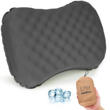 Imagem de Almofada UWILLION Ultralight inflável para acampamento ergonômica cinz