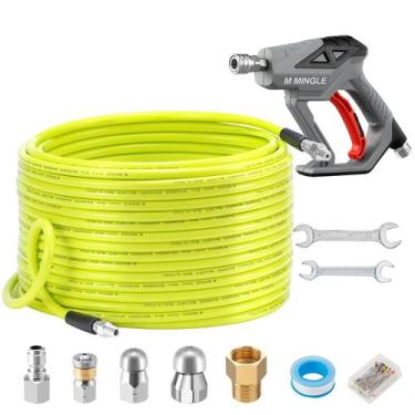 Imagem de Kit de jato de esgoto M MINGLE, mangueira de 61 m, bicos NPT de 1/4"