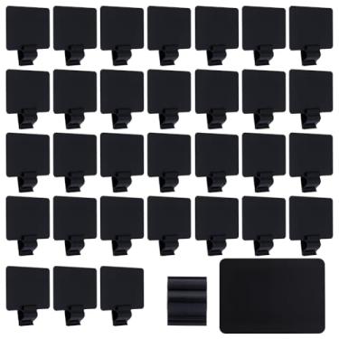 Imagem de OLYCRAFT Pacote com 50 clipes de placa de plástico preto, suporte de etiquetas, bandeja de alimentos, conjunto de etiquetas reutilizáveis, prendedor de etiqueta de preço, antiderrapante, para copo
