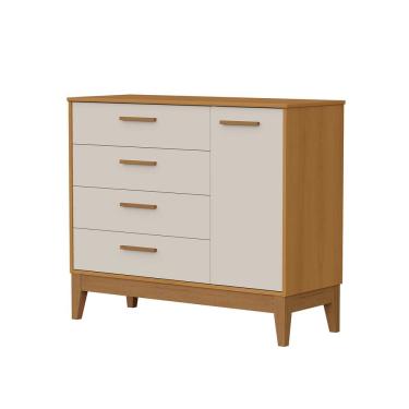 Imagem de Comoda Sapateira Flip 1 Porta 4 Gaveta Areia Com Savana