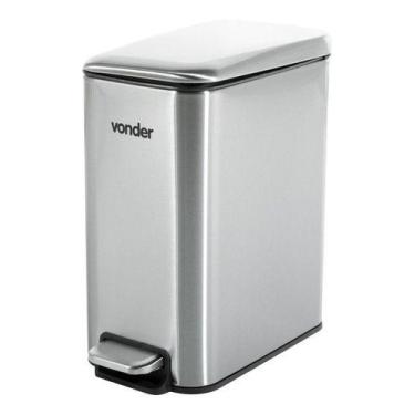 Imagem de Lixeira retangular 5 litros inox Cinza VONDER