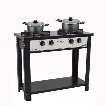 Imagem de Fogão Industrial 2 Bocas Bravo Cinza Venâncio + 2 Caçarolas Tramontina Turim