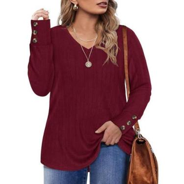 Imagem de Moletom TIYOMI Plus Size para mulheres, redondo, decote em V, manga co