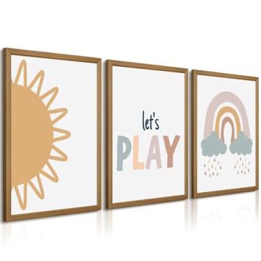 Imagem de Decoração de parede de berçário para sala de jogos Boho Baby Girl Canvas Rainbow Wall Art impressões de quarto de crianças imagens de berçário placa de arte infantil pôsteres de arte de bebê menina