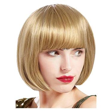 Imagem de Peruca feminina de cabelo Bob liso curto com franja Fibra química fofa 25 cm para a vida diária festa feminina