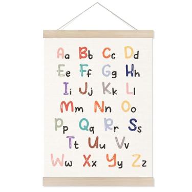 Imagem de Welshower Moldura para pôster de berçário do alfabeto colorido, impressão de arte de parede educacional do alfabeto ABC, decoração para sala de aula, crianças, quarto, berçário, sala de jogos
