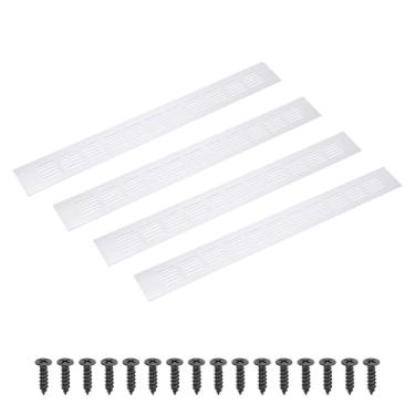 Imagem de PATIKIL Grade de ventilação retangular de 45 x 5 cm, 4 peças de cobertura de ventilação de alumínio com parafusos de montagem para guarda-roupa de porta de armário de armário, prata