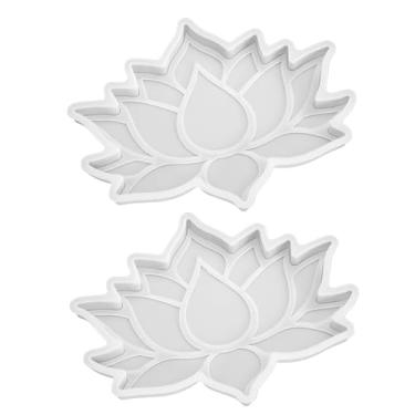Imagem de 2 peças de molde de porta-copos de flor de lótus branco, base de lótus, molde de resina epóxi de cristal, moldes de lótus e epóxi, molde de silicone, faça você mesmo, artesanato, decoração, joias