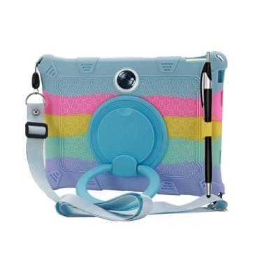 Imagem de Capa de tablet para OnePlus Pad/para Oppo Pad 2 29.5 cm 2023 capa de silicone macio antiestresse com suporte de rotação de 360°/suporte de lápis/alça de ombro/caneta para Oppo 29.5 cm (azul claro