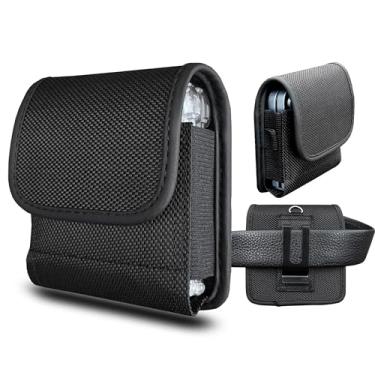 Imagem de Maezar Coldre flip para celular Samsung Galaxy Z Flip 7/6/5/4/3, Motorola Razr 60/50/40/Pro/Ultra/Plus, capa para celular com clipe de cinto de metal e presilha para cinto (Nylon-Preto)