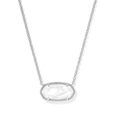 Imagem de Kendra Scott, Colar feminino com pingente curto Elisa Statement, prata marfim madrepérola, tamanho único, One Size, Latão, Sem Pedra Preciosa