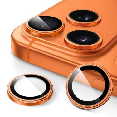 Imagem de JETech Protetor de Lente de Câmera para iPhone 17 Pro 6,3 Polegadas e iPhone 17 Pro Max 6,9 Polegadas, Vidro Temperado 9H, Case de Anel Individual de Metal, HD Claro, 1 Conjunto (Laranja)