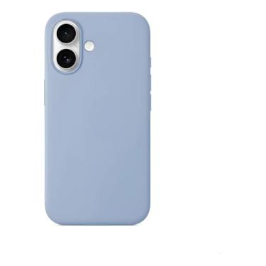 Imagem de Capa Case Silicone Líquido Premium Aveludada Anti Impacto para iPhone (16, 16E, Pro, Pro Max) – Ultra Resistente, Proteção de Câmera e Tela (Azul Claro, iPhone16)