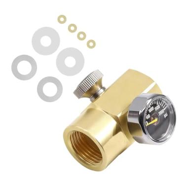 Imagem de Bothyi Adaptador de recarga de cilindro de CO2 para refrigerante, compacto e prático, com manômetro de 2000 PSI, Tr21 4 para W21 8 14