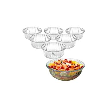 Imagem de Conjunto de 6 Bowls em Vidro Transparente, 11cm x 5,2cm, 180g, para Saladas, Sobremesas e Petiscos