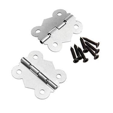 Imagem de 2 pcs 40x34mm Armário de porta de bronze antigo dobradiças de ferro borboleta articulação acessórios para móveis Caixa de madeira dobradiças de móveis YYDFPIIA (Color : Silver)