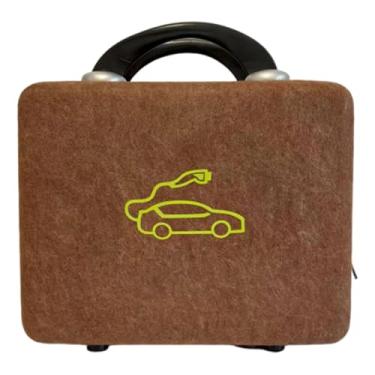 Imagem de Mqetly Caixa organizadora portátil para carregadores de veículos elétricos, bolsa de feltro para cabos de carregamento, Marrom