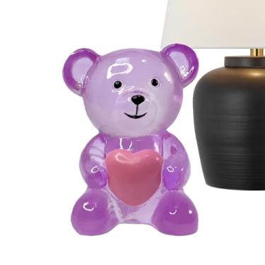 Imagem de Decoração de urso - Ornamento de mesa de animais de resina com coração, decoração de mesa de urso sorridente | para casa, mesa, prateleira, sala de estar, quarto, estudo, ambientes internos e