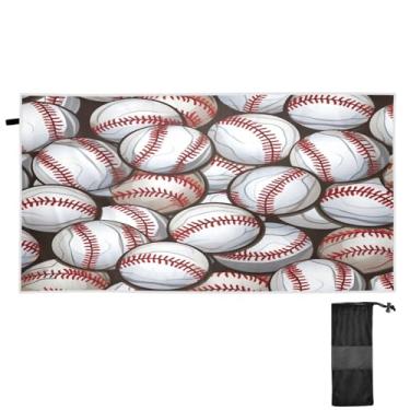 Imagem de ATTX Toalha de praia com padrão de bolas de beisebol 76 x 152 cm - Cobertor de microfibra leve de secagem rápida e resistente à areia para piscina, ioga, academia e viagens | Esportes de banho de