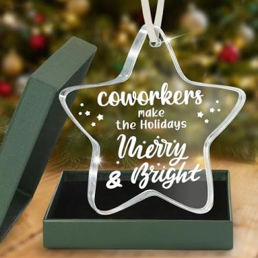 Imagem de Enfeite de estrela de colega de trabalho para colegas, escritório, troca de elefante, festa de fim de ano, letreiro alegre e brilhante, placa de apreciação para amigos no local de trabalho