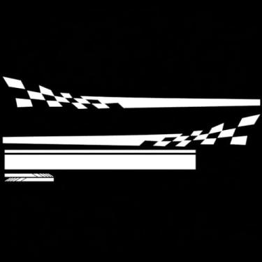 Imagem de 5Pcs Decalques de Listras Porta Lateral Carro Capô Retrovisor e Corrida