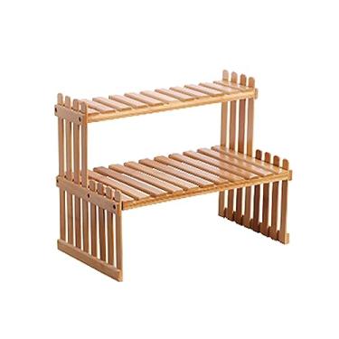 Imagem de Prateleira de plantas bambu para bancada suporte vaso flor varanda organizador armário multifuncional mesa trabalho DIY sala estar quarto