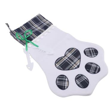 Imagem de Keenso Meias de Natal, Meia de Suspensão de Natal Em Formato de pé de Cachorro Xadrez Com Tecido de Algodão Xadrez à Prova de Abrasão Grosso para Decoração de Férias de Famílias (green)