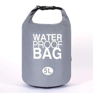 Imagem de Bolsa Impermeável Saco Estanque 2/5/10/15/20/30L para Camping, Pesca, Caiaque, Praia e Natação – Dry Bag à Prova d’Água(Cinza)