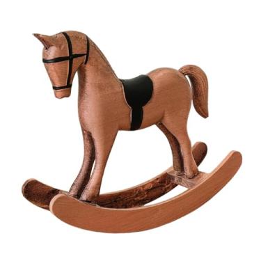 Imagem de WeiLaiKeQi Estátua de Cavalo de Balanço, Estatueta Decorativa, Escultura Rústica de Animal, Ornamento de Mesa para Estante, Escritório, Entrada, Sala de Estar, Bronze