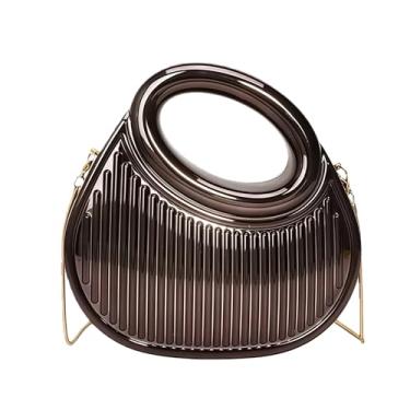 Imagem de CTTOVIS Bolsa de mão feminina de acrílico para noite, pequena e fofa, bolsa tiracolo moderna para festa e coquetéis, Chocolate escuro