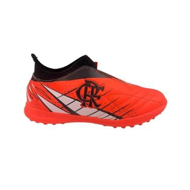 Imagem de Chuteira Flamengo Oxn Avanti 3 Elastic Neo Society Pro Pvc - Infantil - Coral/Branco-Unissex