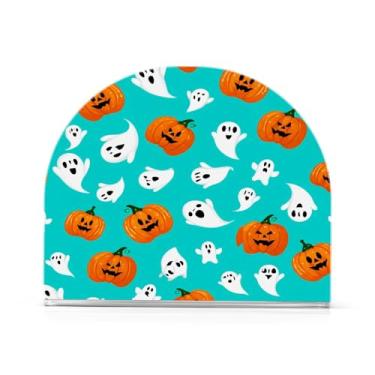 Imagem de Wassud Porta-guardanapos de acrílico Halloween Pumpkins Ghosts, dispensador de guardanapo de papel moderno em forma de U para mesa, cozinha, sala de jantar, bancada 1 peça (comporta 50-60 guardanapos)
