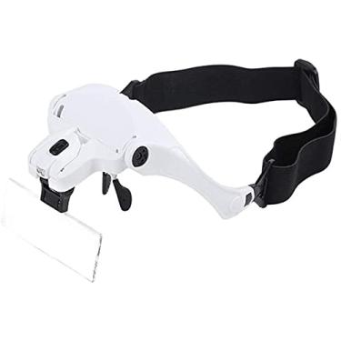 Imagem de uhyOHF Lupa de cabeça, lupa iluminada para montagem na cabeça, lupa para faixa de cabeça com suporte de luz LED para leitura de joias, ferramenta de reparo eletrônico para leitura de joias lupa para (